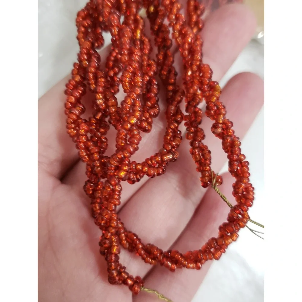 8‎ Packages Beaded Christmas Garland Red Miniature MADE IN INDIA Vintage Crafts